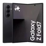 Black Samsung Galaxy Z Fold foldable smartphone partially open