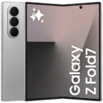 Silver Samsung Galaxy Z Fold display and triple cameras