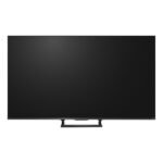 Hisense flat-screen television with black screen and pedestal stand